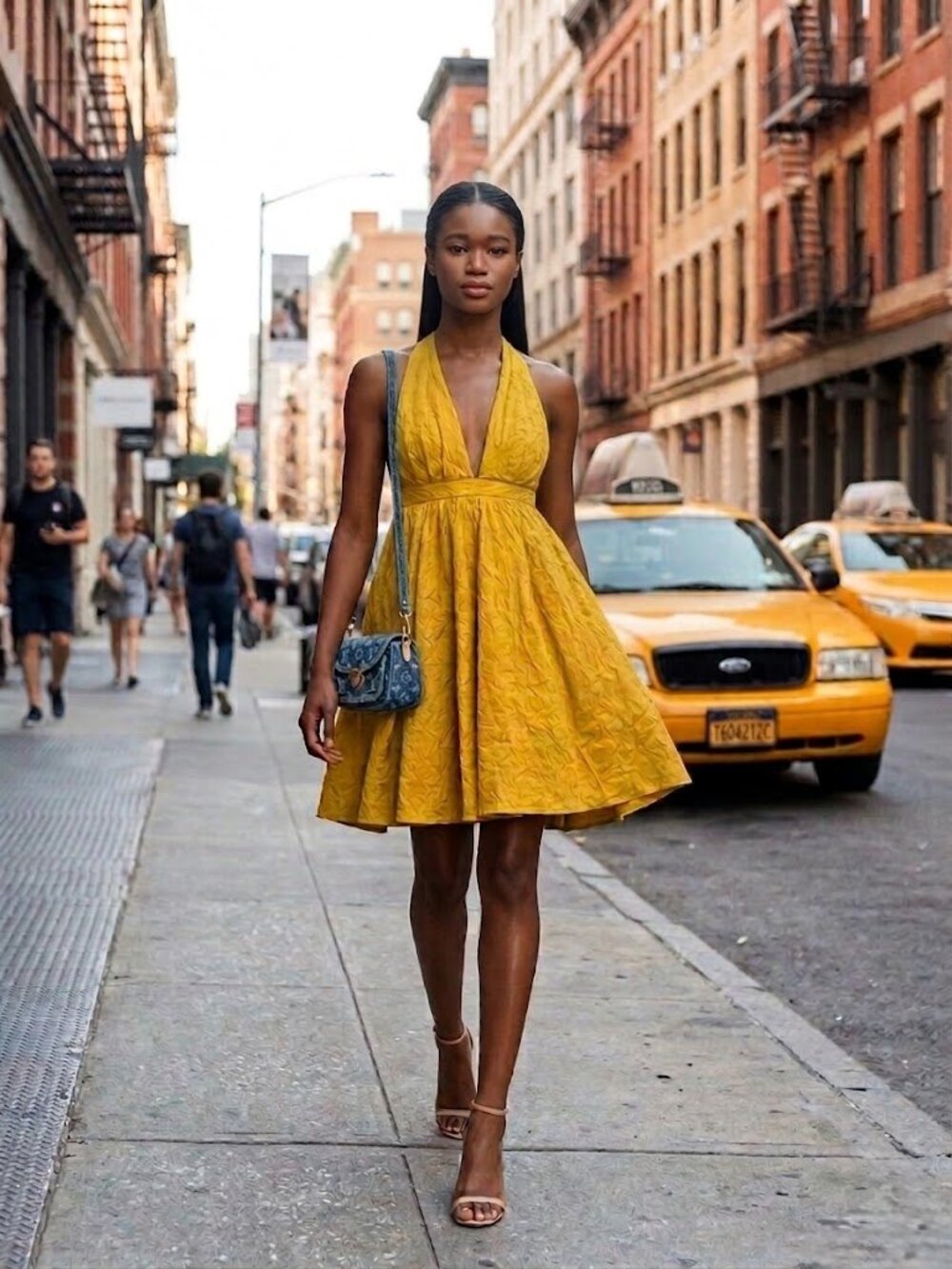 Jean Paul Gaultier for Target Yellow Textured Halter Mini Dress Size 5